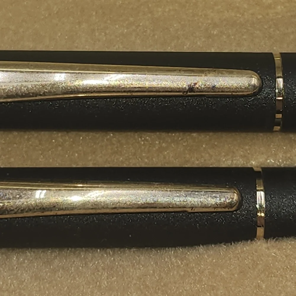 VINTAGE BLACK CROSS BALL PEN & PENCIL SET 10k gold filled w/case D2